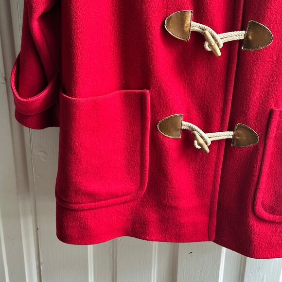 Vintage Eddie Bauer Toggle Button Duffle Coat Red Wool - Picture 5 of 10